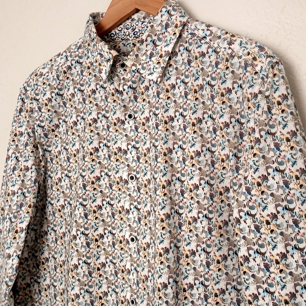 Robert Graham Mens XL Givens Classic Fit Abstract Print Flip Cuff Shirt